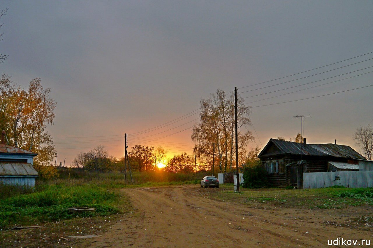 Закат в деревне