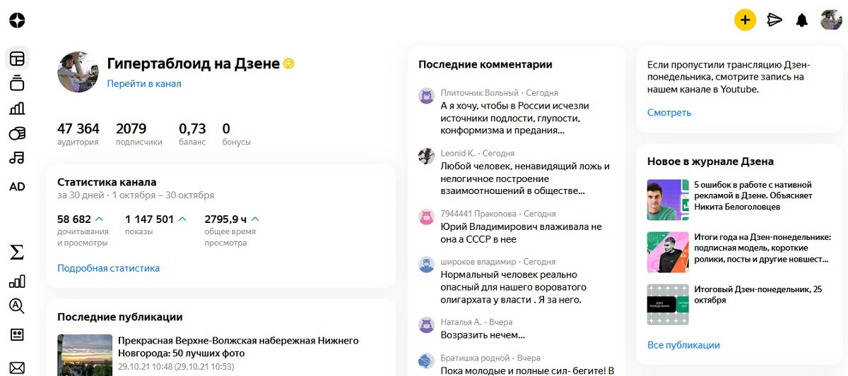 Админка канала на Яндекс Дзене